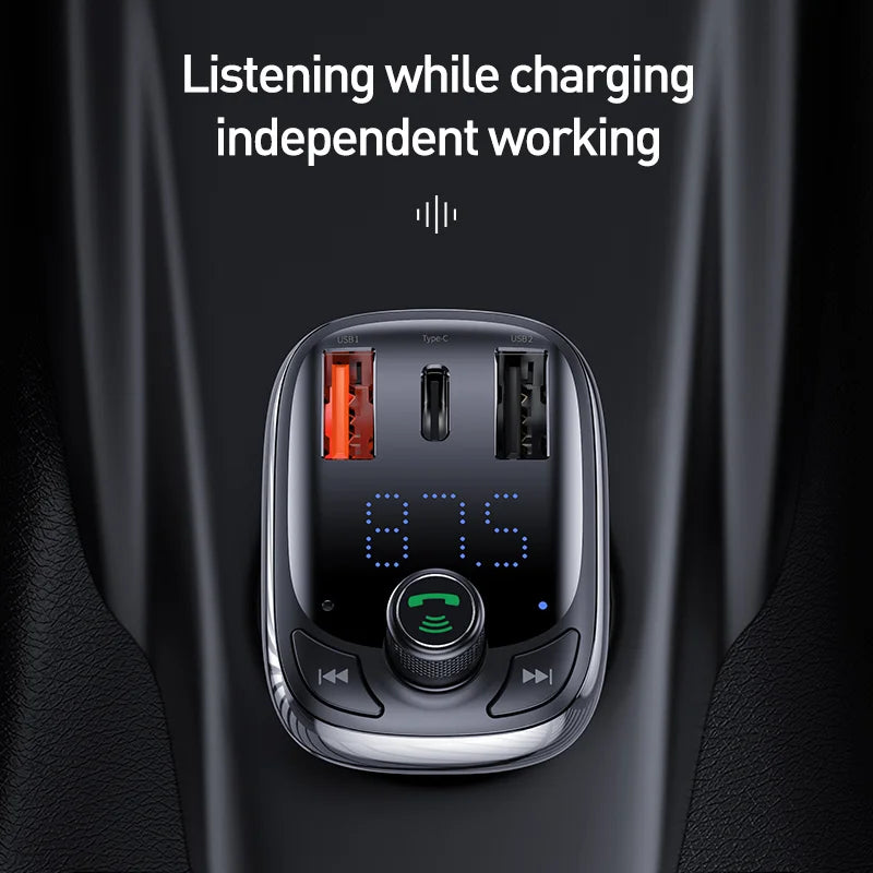 KIIP X Baseus S13 Quick Charge 4.0 Car Charger PD FM Transmitter Bluetooth