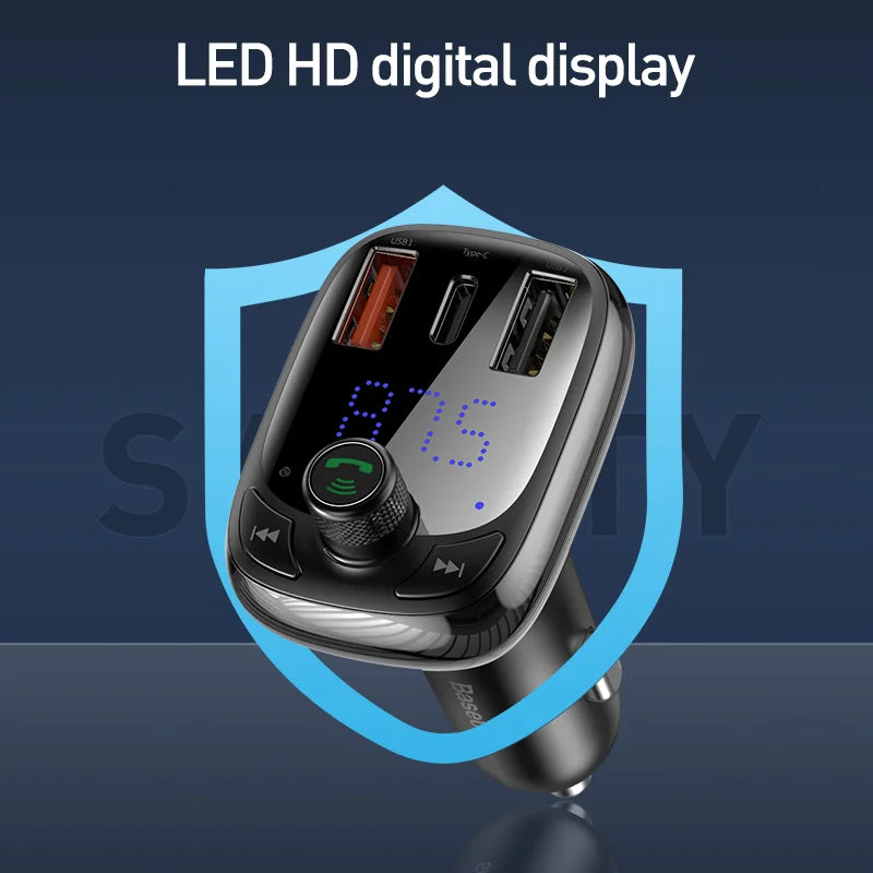 KIIP X Baseus S13 Quick Charge 4.0 Car Charger PD FM Transmitter Bluetooth