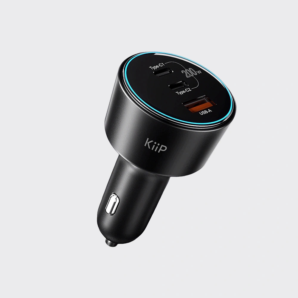 KiiP ACC18 Car Charger Mobil 200W 3 Power Ports QC 4.0 Quick Charge 3.0 Fast Charging
