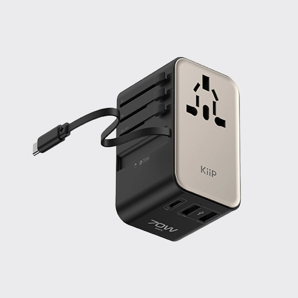 KiiP Travel Adaptor GaN 70W Adapter Charger Universal PD 3.0 QC 3.0 Fast Charging