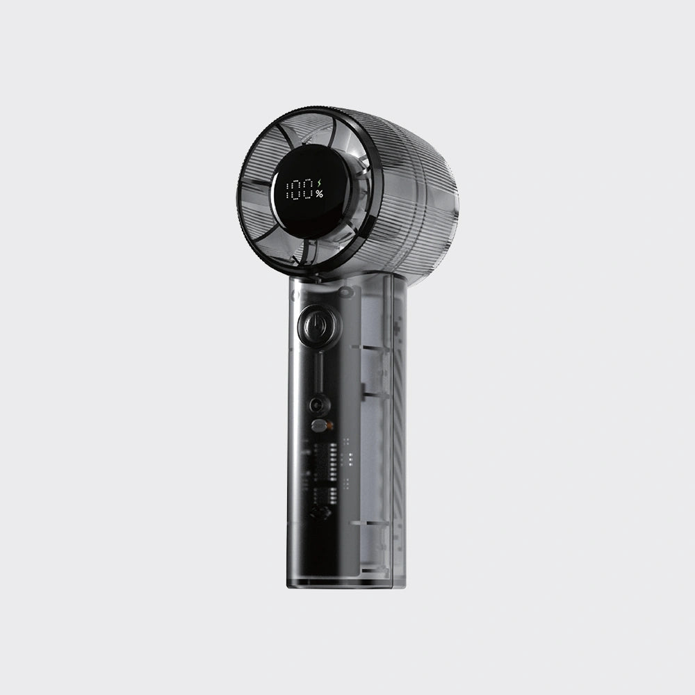 KiiP Fan07 Transparant Portable Fan High-speed Kipas Angin Mini Turbo 5Speed Kipas Genggam Smart LED Display