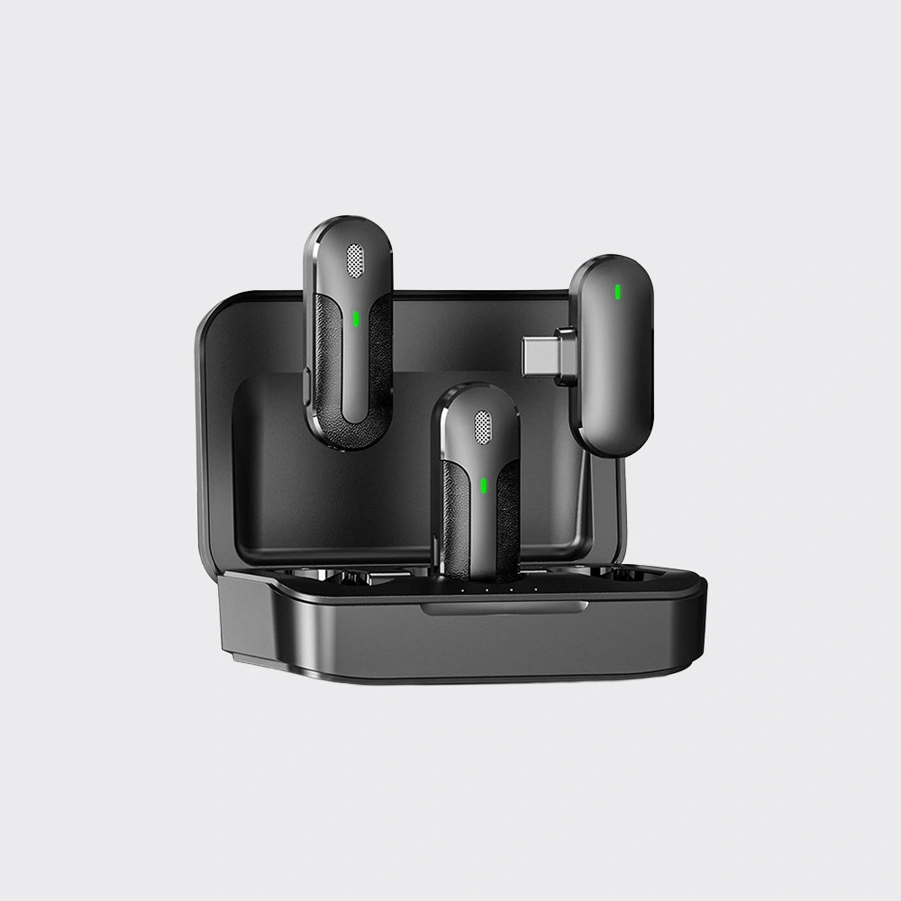 KiiP Wireless M8 Microphone Portable Dual Mic Wireless Clip On 2 In 1 Podcast Vlog Youtuber