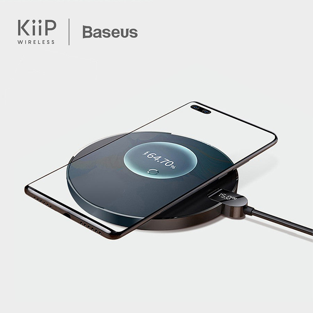 KIIP X Baseus Wireless Charger Digital LED Fast Charging Pad Quick Charge 15W