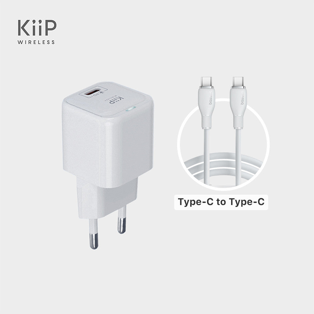 KiiP Wireless Kepala Charger 33W GaN Fast Charger Travel Adaptor Type C PD QC