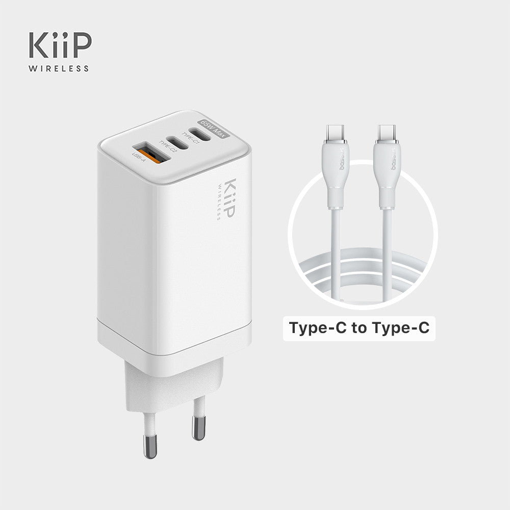 KiiP Wireless C12 GaN Charger 65W Adaptor Kepala Charger Fast Charging PD QC Type C