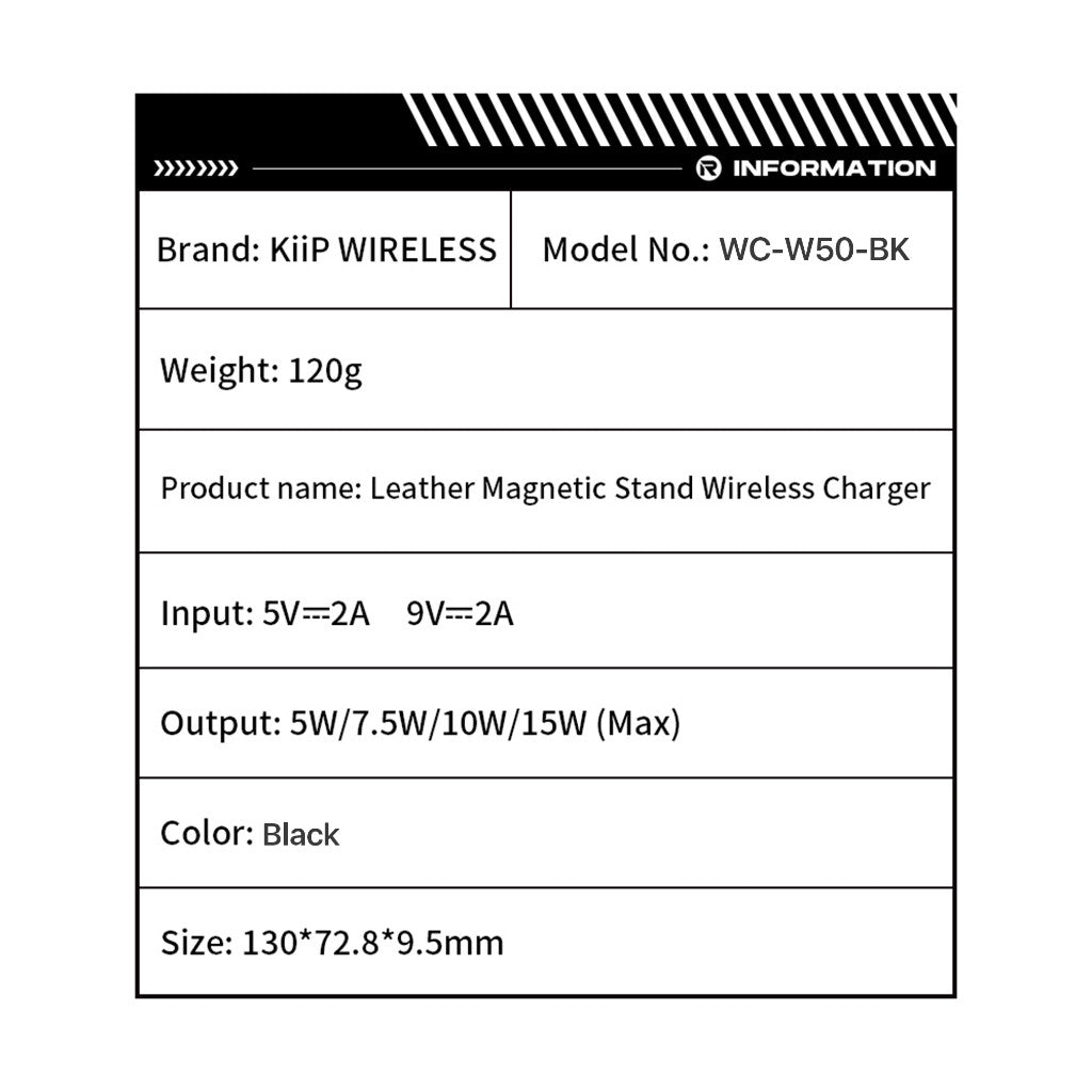 KiiP Wireless W50 Magnetic Stand Wireless Charger 15W Phone Holder