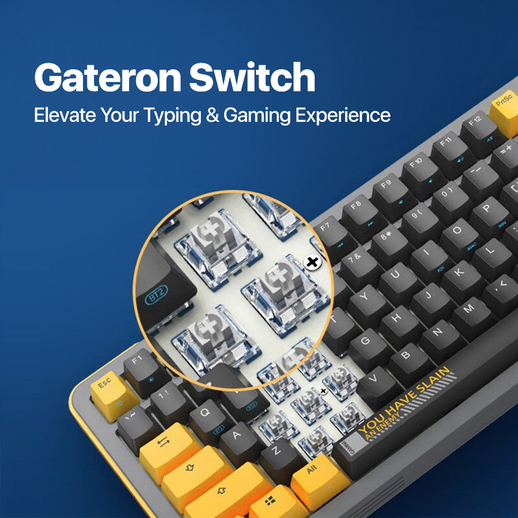 KiiP Wireless Y87 Gateron Switch Mechanical Gaming Keyboard Layout Hot-Swappable RGB Backlight