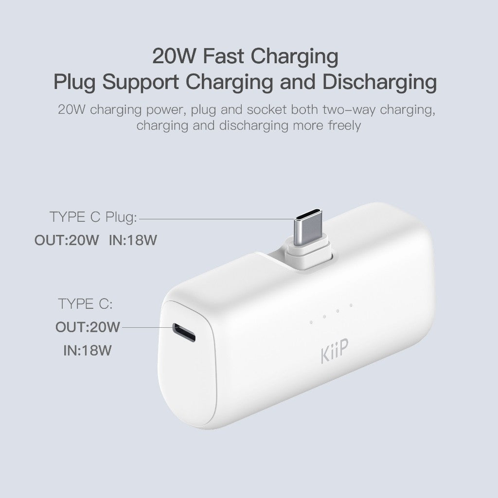 KiiP E61 Mini Power Bank Fast Charging PD 20W Type-C Lightning 5000mAh