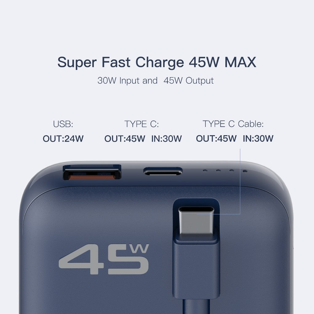 KiiP E68 Power Bank Fast Charging 45W Quick Charge Type C PD 10500mAh