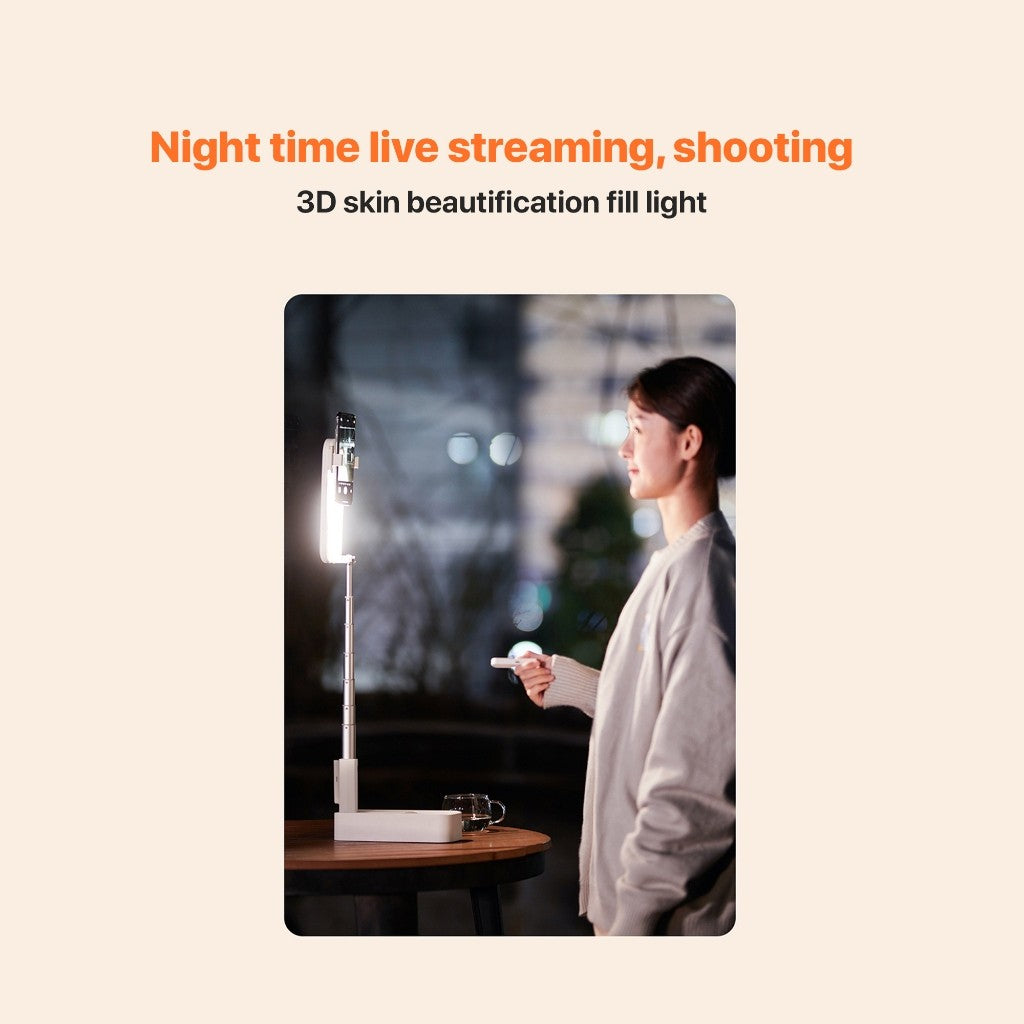 KiiP Wireless Selfie02 Stand Phone Live Stream Lipat Multi Fungsi Ring Light Lampu LED