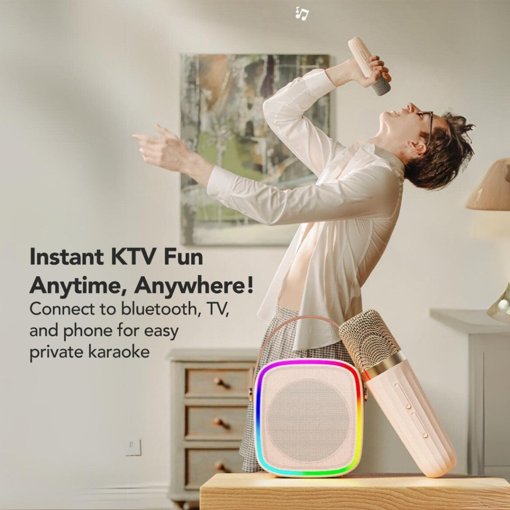 KiiP Wireless Y8 Bluetooth Portable Karaoke Wireless Speaker With Microphone RGB Audio Stereo
