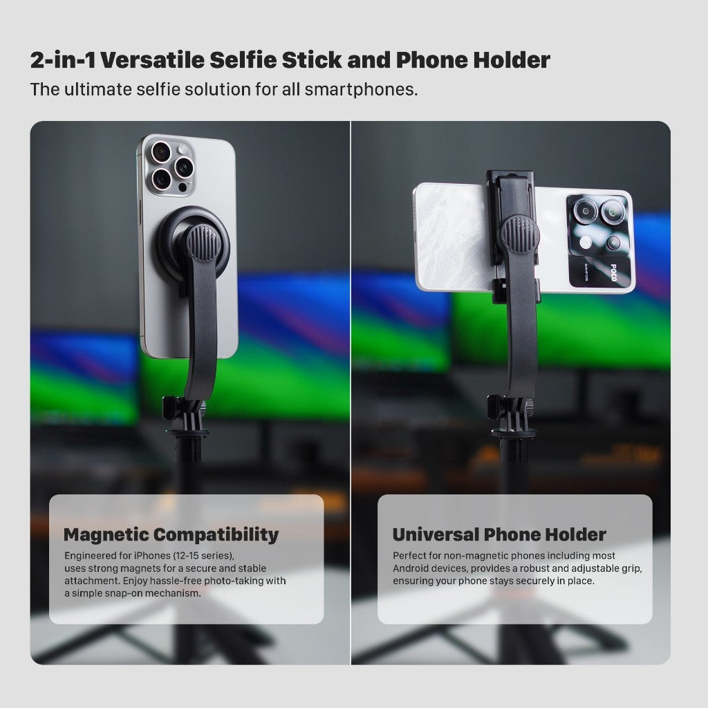 KiiP Wireless Selfie03 Tongsis Bluetooth Adjustable Tripod Magnetic Selfie Stick Magsafe Handphone