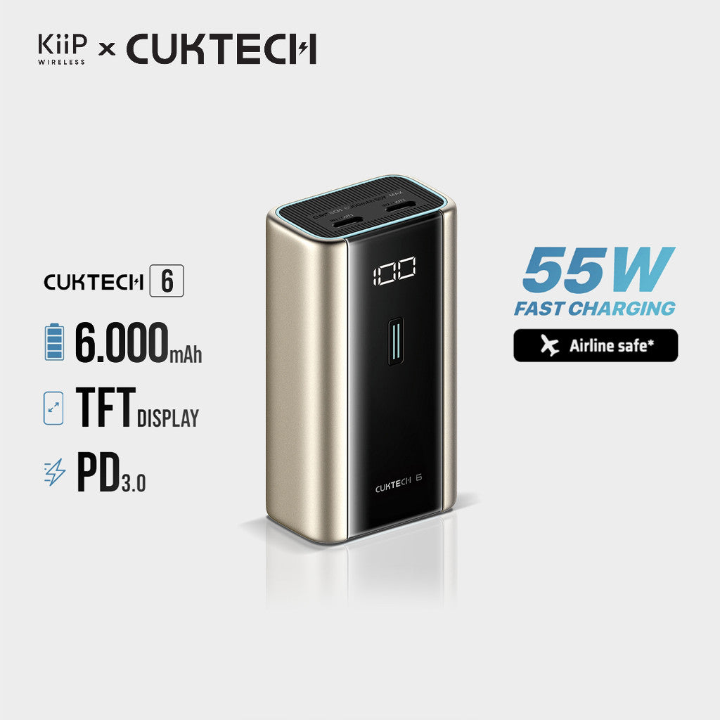 KiiP x Cuktech 06 Power Bank 6000mAh 55W Type-C Fast Charging Mini Powerbank