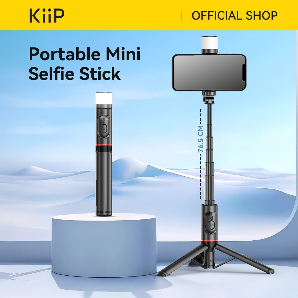 KiiP Mini Selfie Stick Tripod Tongsis Bluetooth Fill Light Handphone