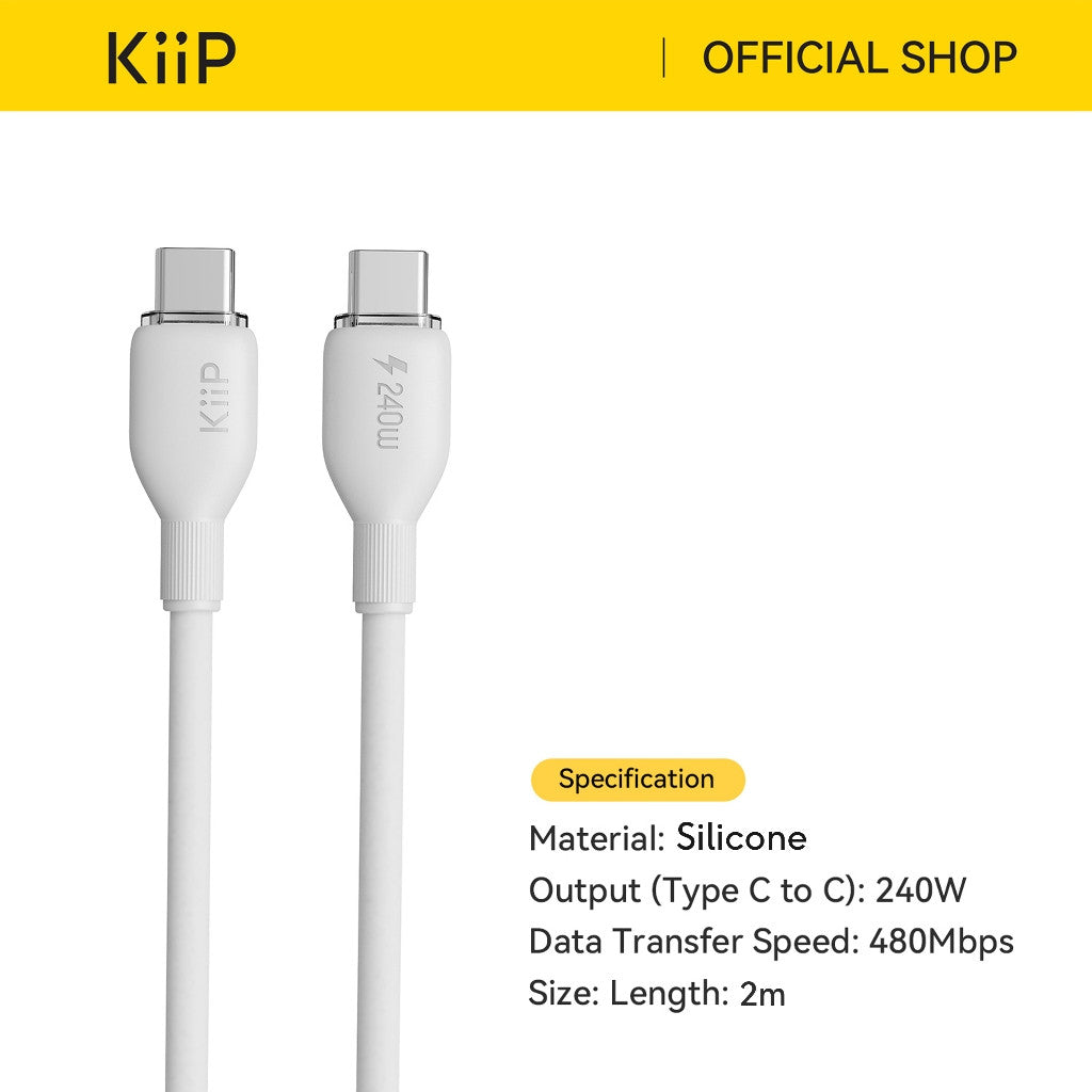 KiiP Kabel Data Fast Charging C To C /Type-C IP Up To 240W PD 35W Cable Charger Android iPhone 2M