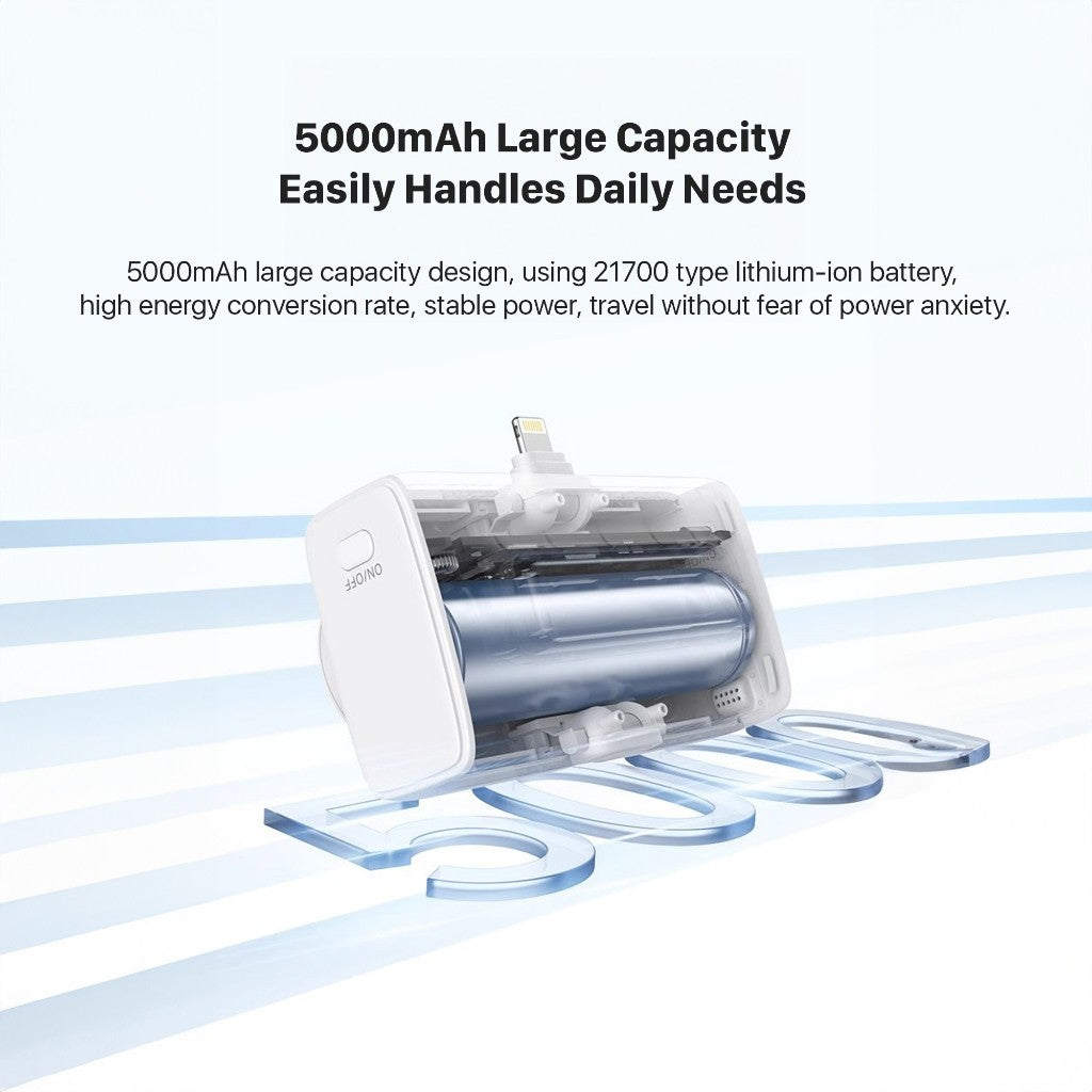KiiP Power Bank Mini 3in1 Built In Cable Lightning Type C Iwatch Powerbank Fast Charging