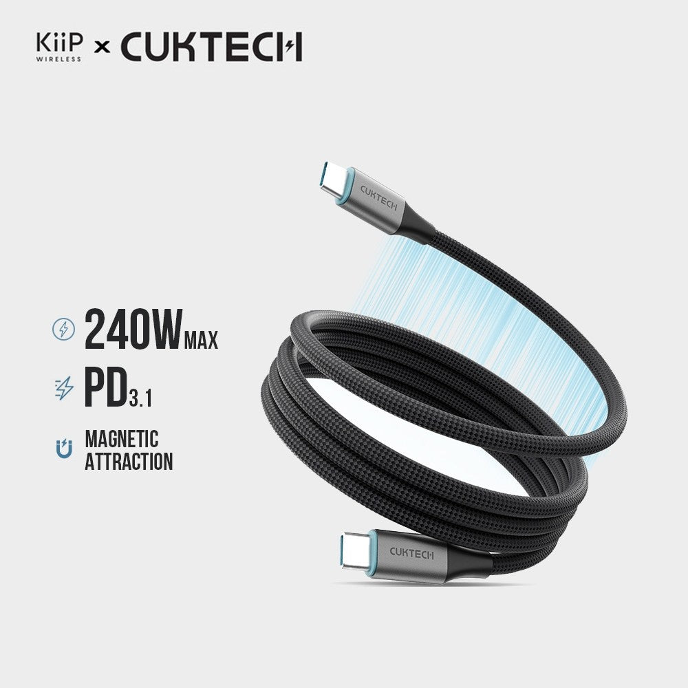 KiiP X Cuktech CMC610 Kabel Data 240W Magnetic Liquid Silicone Fast Charging Cable Type-C to Type-C PD 3.1