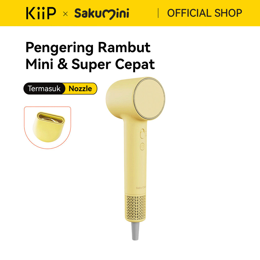 KiiP x Sakumini Compact Size Turbo Speed Dryer Alat Pengering Rambut Mini Super Cepat Dengan Ion Negatif Tanpa Bising