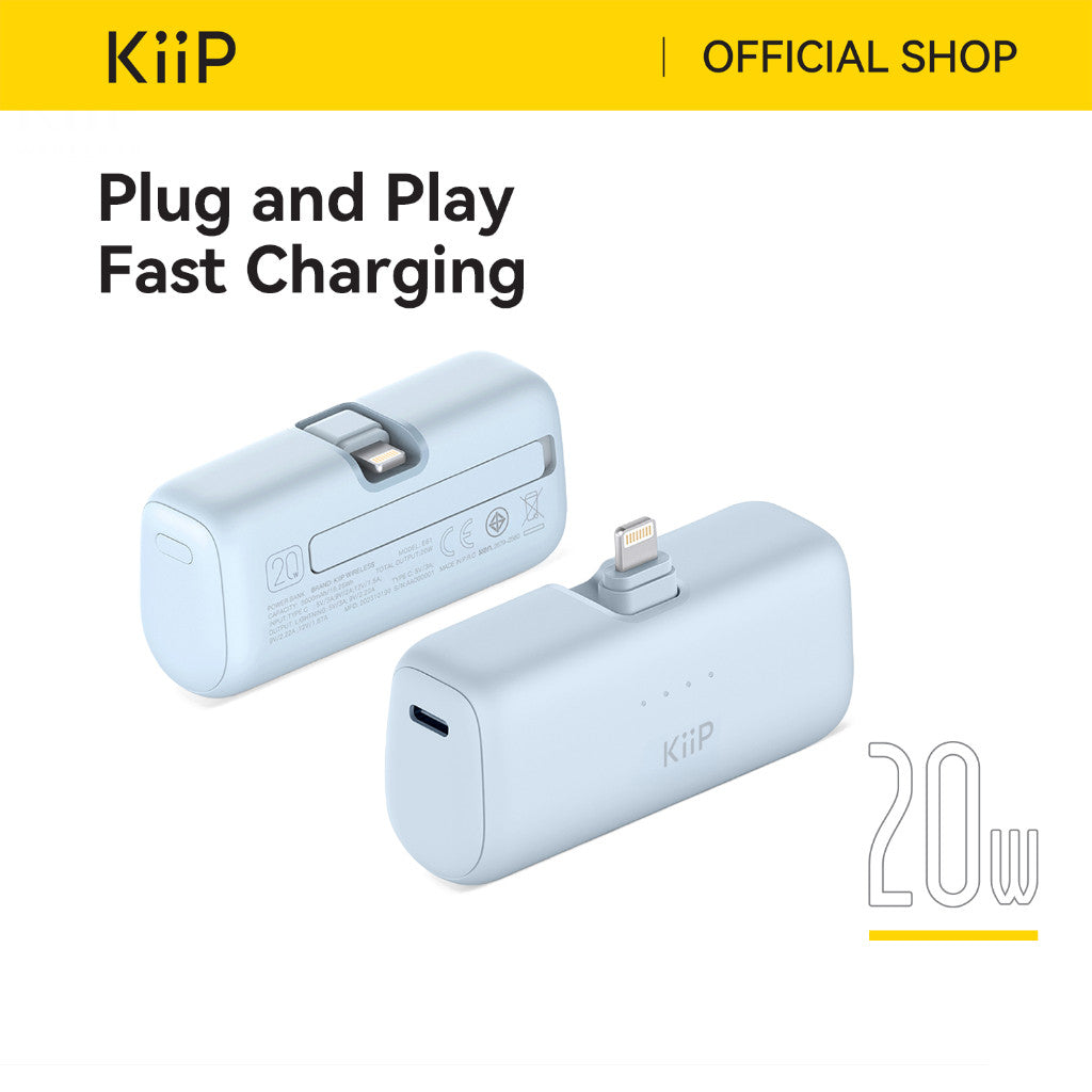 KiiP E61 Mini Power Bank Fast Charging PD 20W Type-C Lightning 5000mAh
