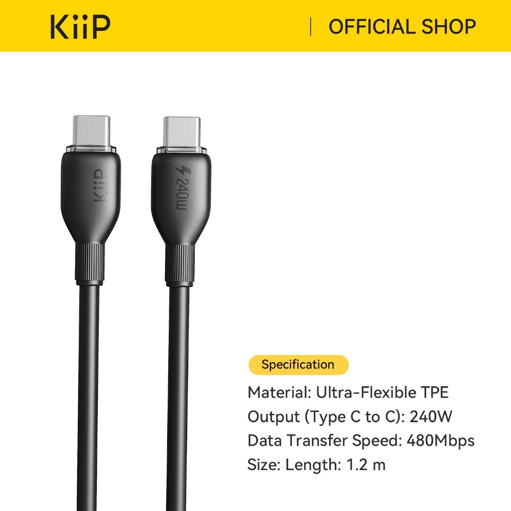 KiiP Cable Fast Charging Kabel Type-C IP/C To C Up To 240W PD 35W