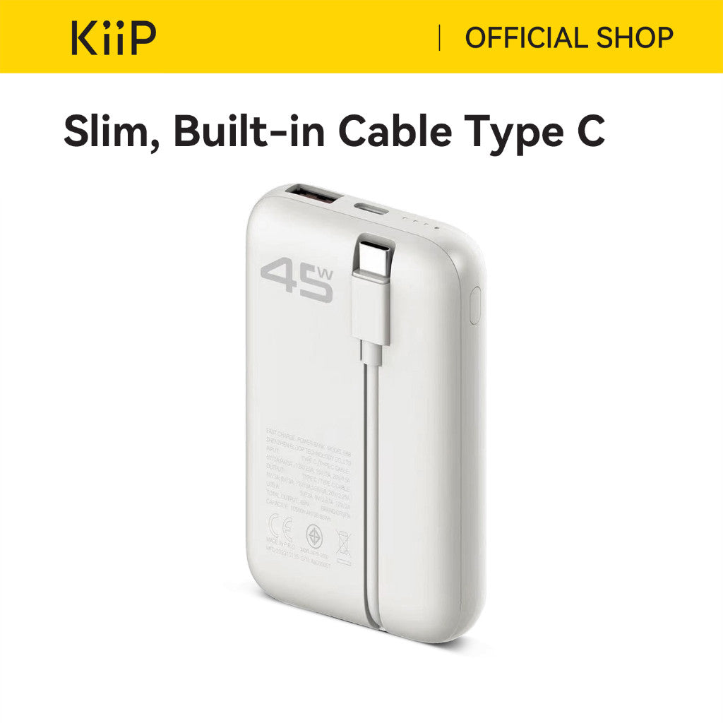 KiiP E68 Power Bank Fast Charging 45W Quick Charge Type C PD 10500mAh
