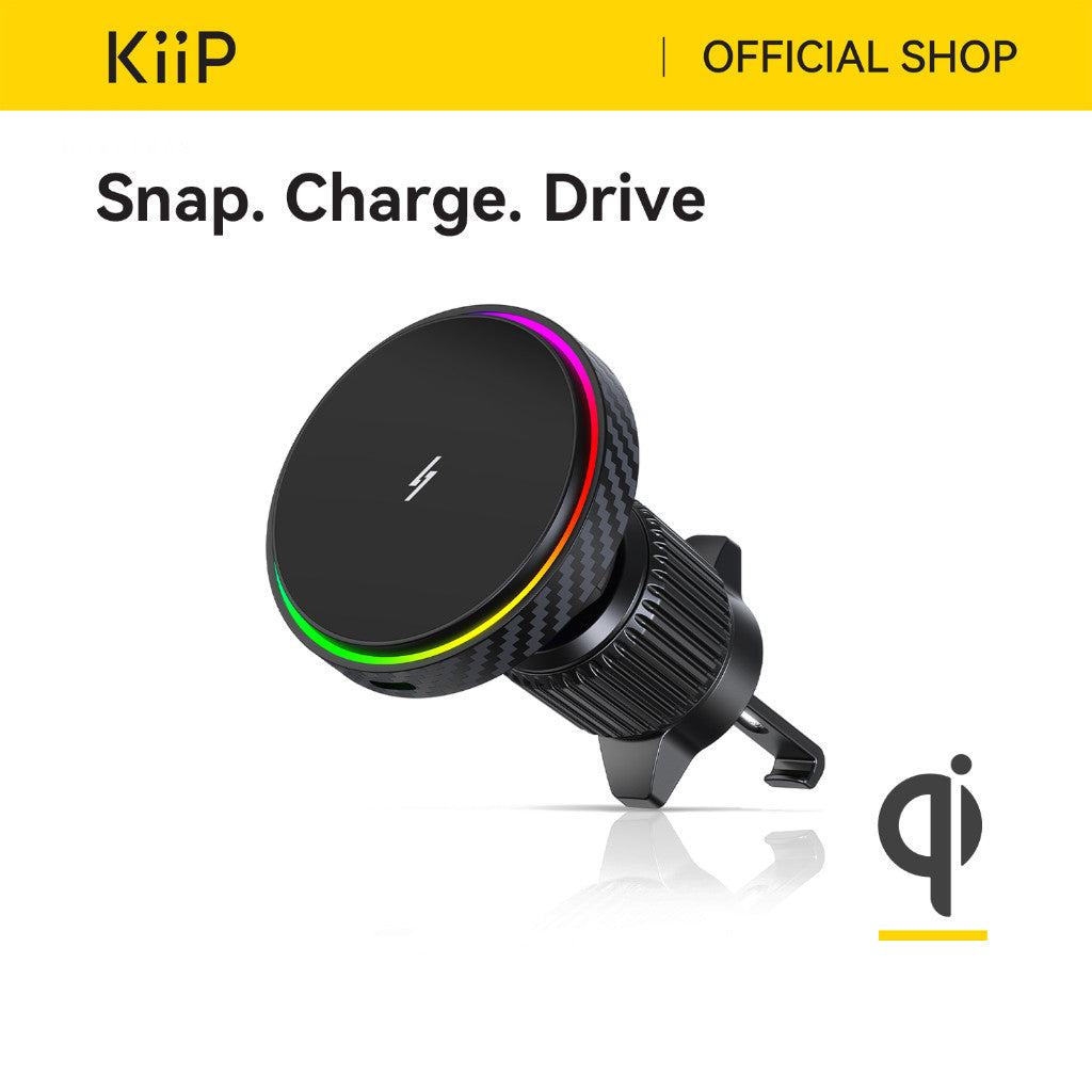 KiiP MG10C Magnetic Wireless Fast Charging Car Phone Holder 15W 360 Degree Rotation Air Vent Mobil
