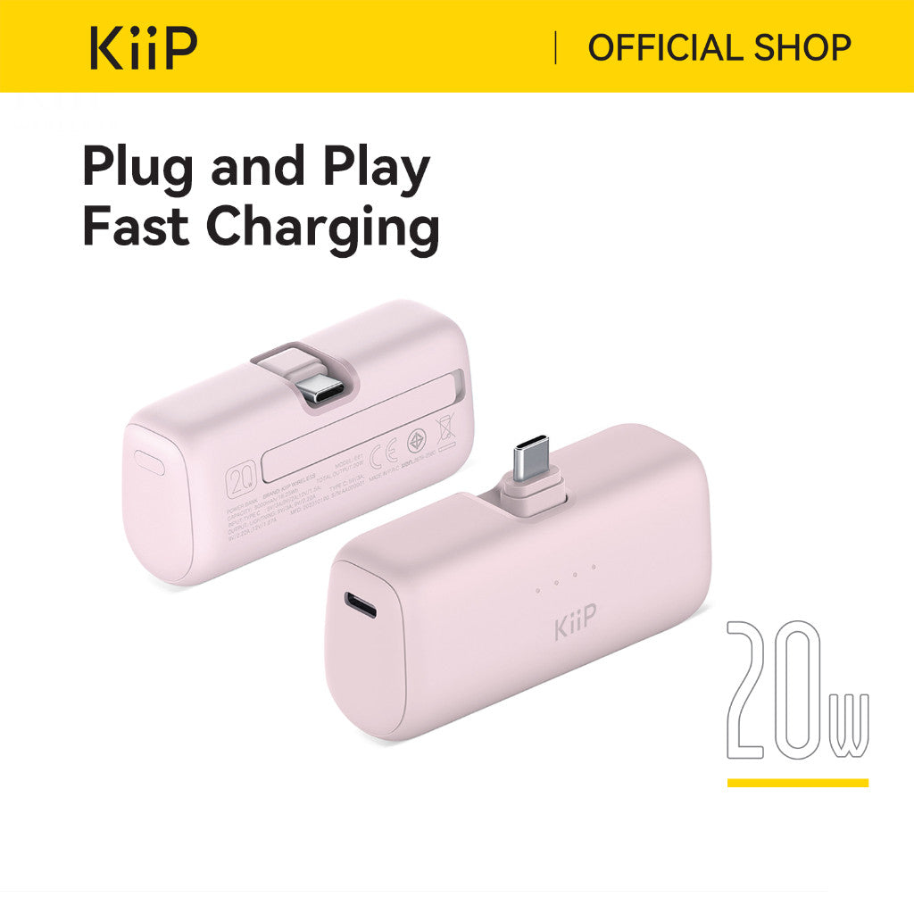 KiiP E61 Mini Power Bank Fast Charging PD 20W Type-C Lightning 5000mAh