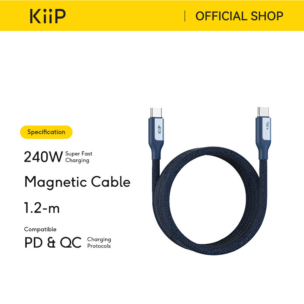 KiiP Magnetic Cable CMC120 Fast Charging Kabel Data Type-C to Type-C PD 240W