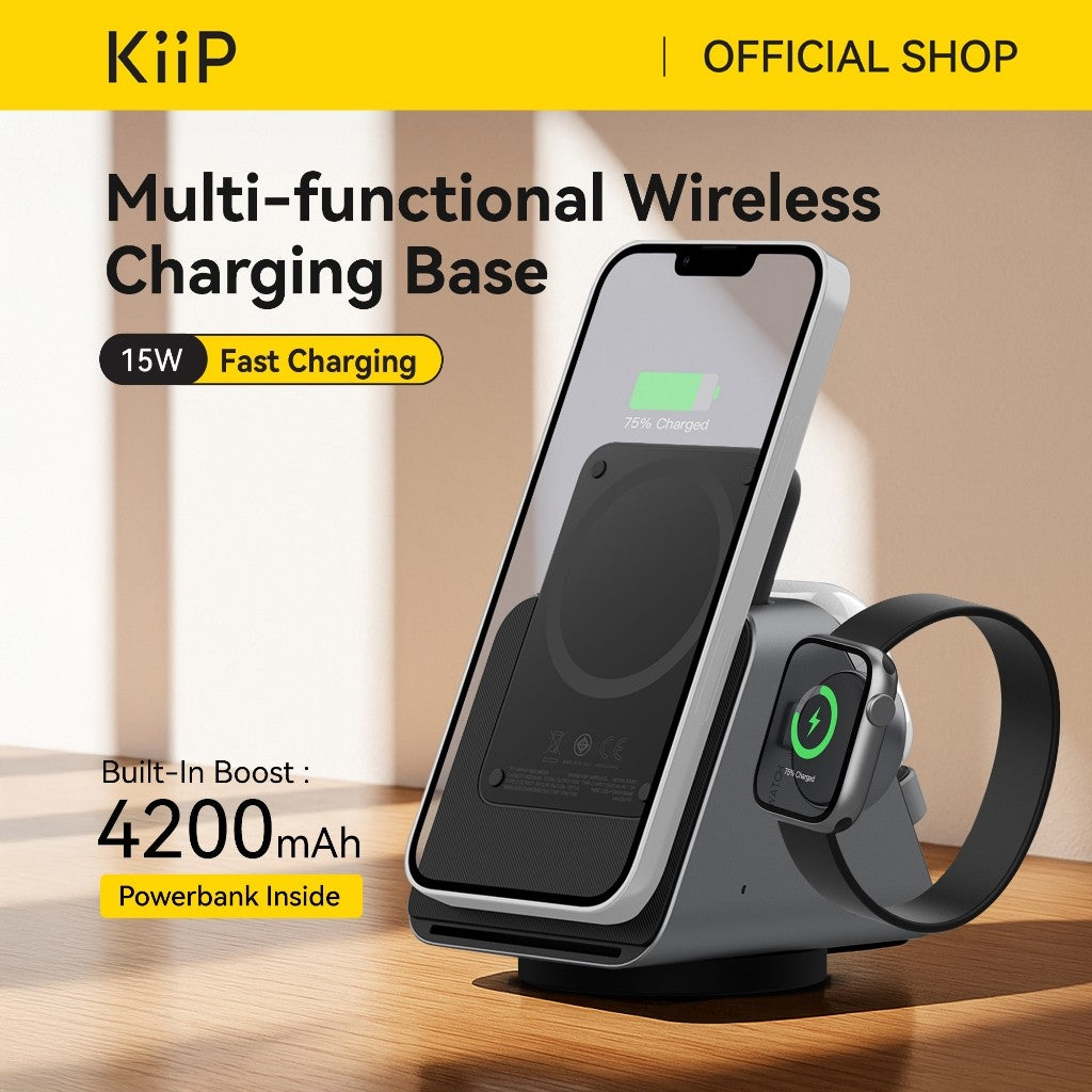 KiiP Wireless EW50S Magsafe Powerbank Wireless Charging Base 3in1 PD Fast Charging