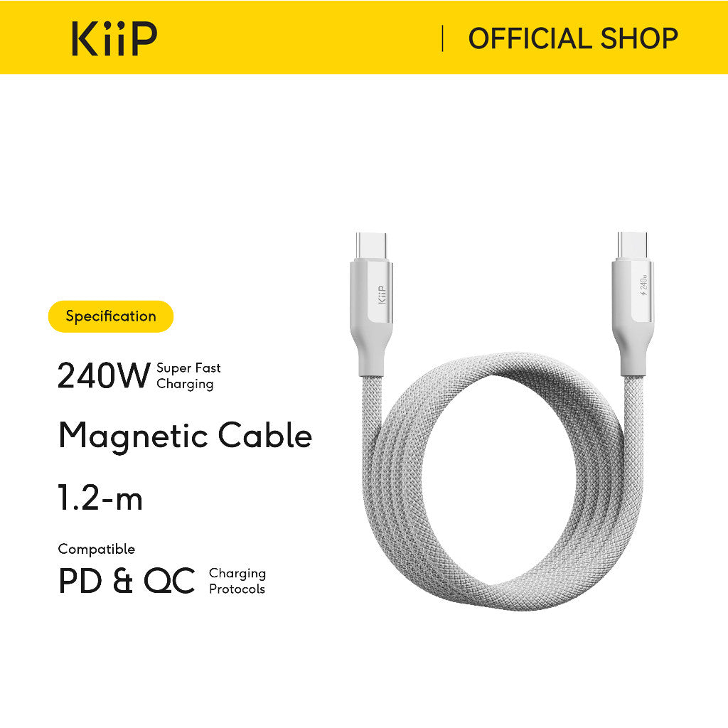 KiiP Magnetic Cable CMC120 Fast Charging Kabel Data Type-C to Type-C PD 240W
