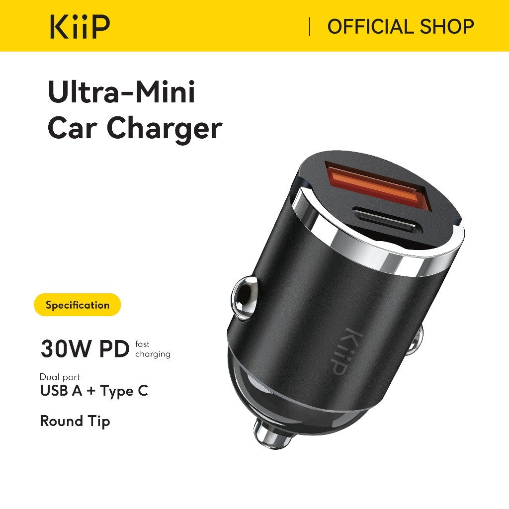 KiiP C8 Car Charger Mobil 45W Type-C+USB Fast Charging