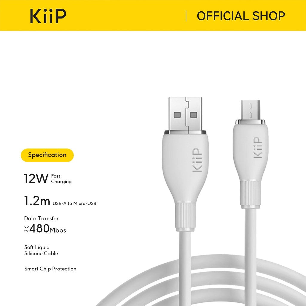 KiiP Kabel Data Silikon Fast Charging A To C/IP/Mikro Up To 40W
