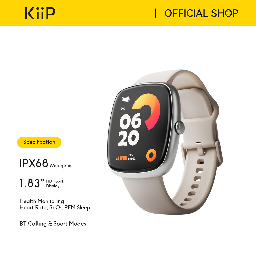 KiiP T69 Smartwatch Full Touch Screen Bluetooth Call Jam Tangan Pria Wanita Custom Wallpaper 1.8 TFT Health Monitoring IPX68 Waterproof