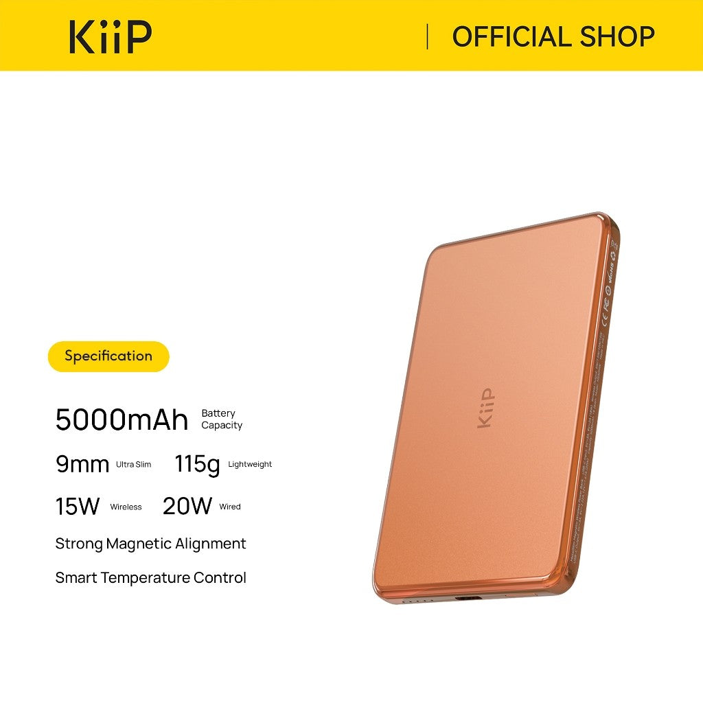 KiiP MS50 Ultra Metal Slim Magnetic Wireless Power Bank 20W 5000 mAh