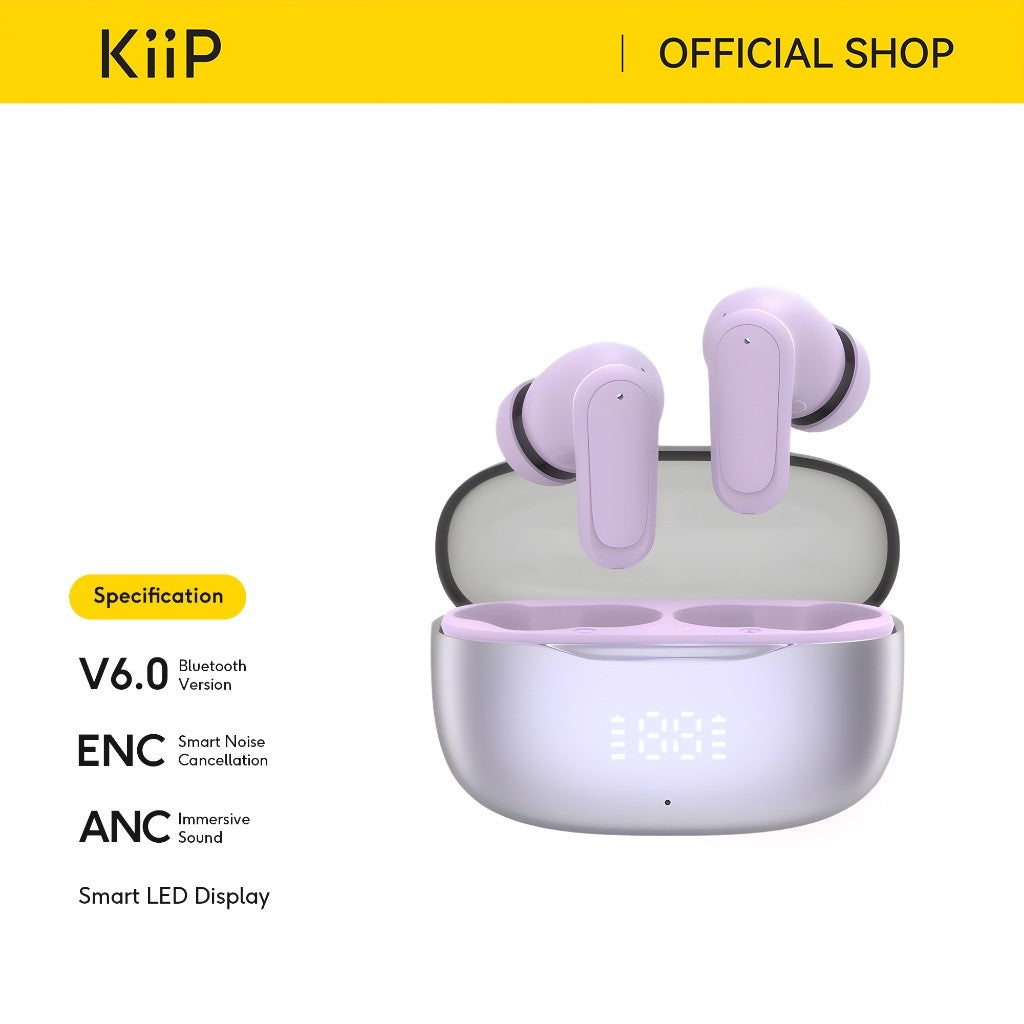 KiiP DTS19 TWS ANC ENC Bluetooth 6.0 Headset Handsfree Earphone Low Latency