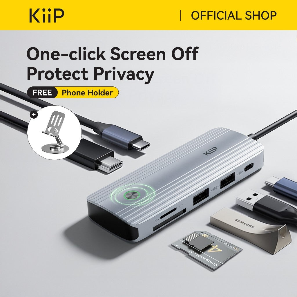 KiiP Metal Gleam Series HUB Docking Station All In One USB Type C To HDMI 4K 60Hz PD 100W SD/TF 3.0 5Gbps Data Transfer