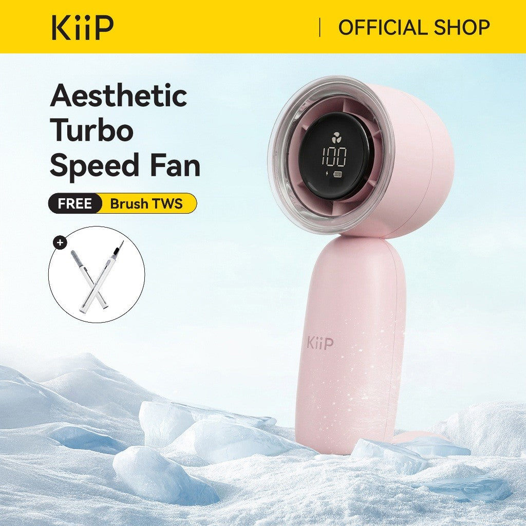 KiiP Fan03 Kipas Angin Mini Portable Rechargeable Fan-5Speed Kipas Genggam LED Display Wind