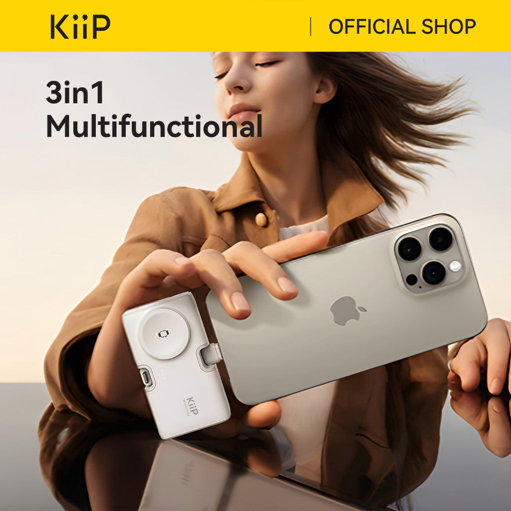 KiiP Power Bank Mini 3in1 Built In Cable Lightning Type C Iwatch Powerbank Fast Charging