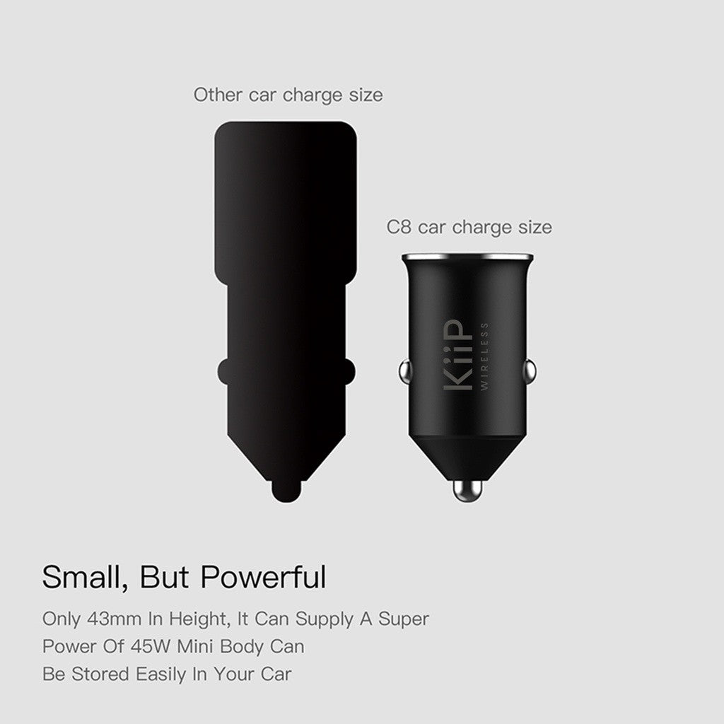 KiiP C8 Car Charger Mobil 45W Type-C+USB Fast Charging