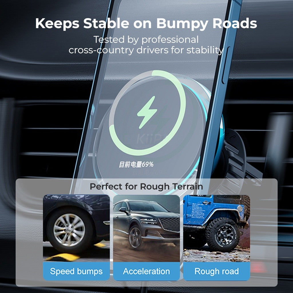 KiiP Wireless X7 Magnetic Car Charger Holder Magsafe Fast Wireless 15W
