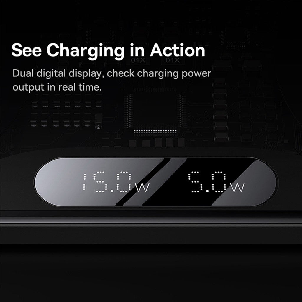 KiiP X Baseus Dual Wireless Charger Digital Led Fast Charging Pad 20W