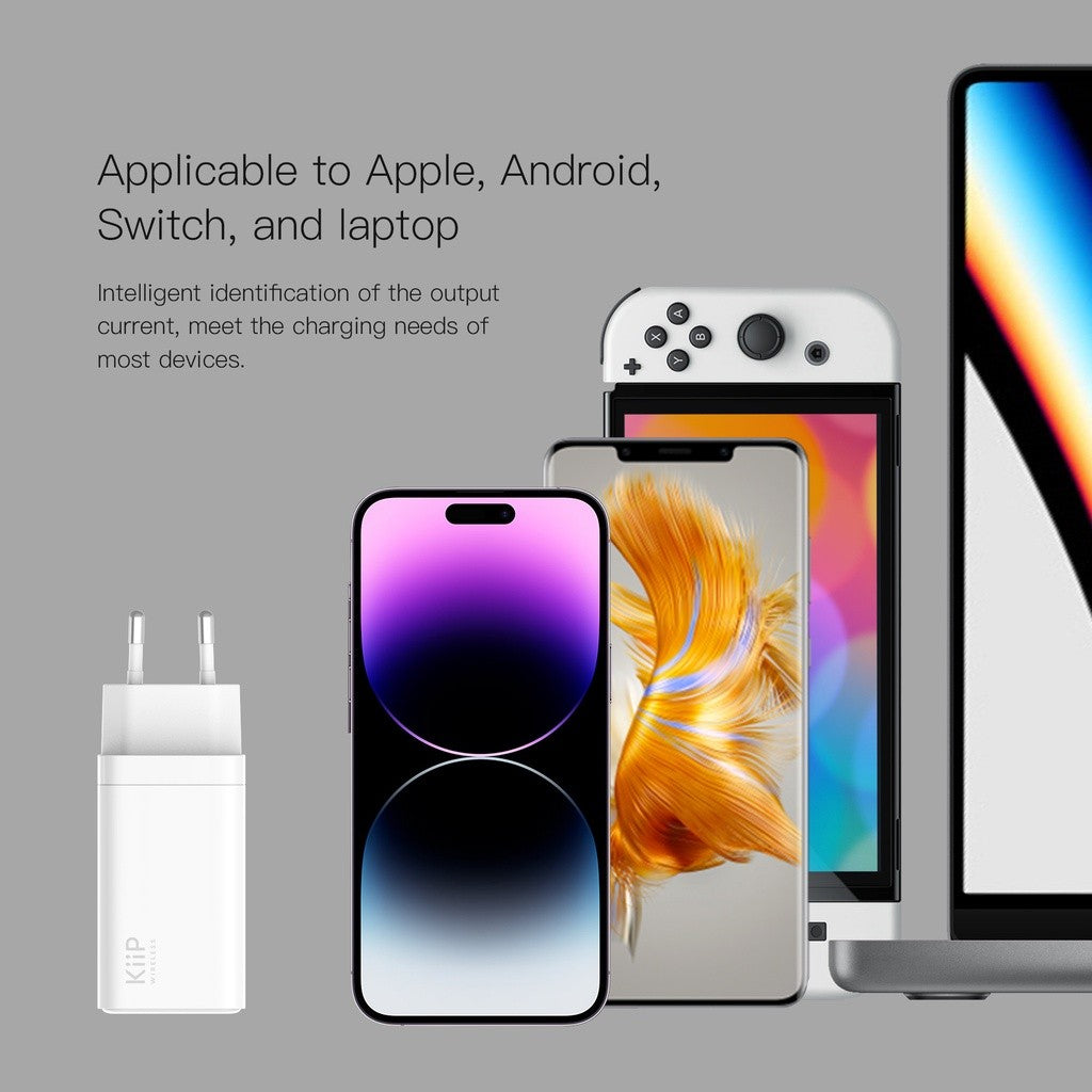 KiiP Wireless C12 GaN Charger 65W Adaptor Kepala Charger Fast Charging PD QC Type C