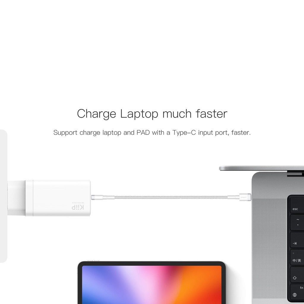 KiiP Wireless C12 GaN Charger 65W Adaptor Kepala Charger Fast Charging PD QC Type C