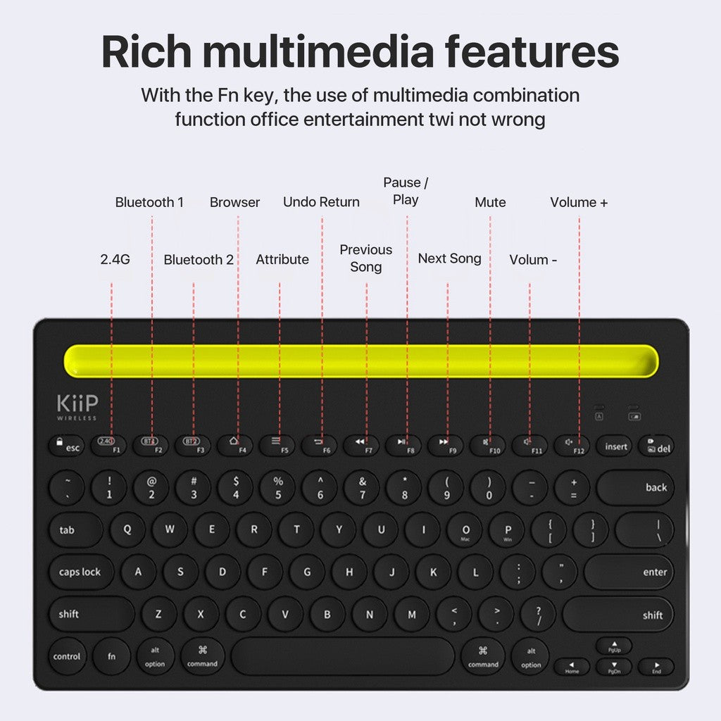 KiiP Wireless Swift Keyboard bluetooth Multi-Device Dual Mode Windows, Mac, Chrome OS Android iOS