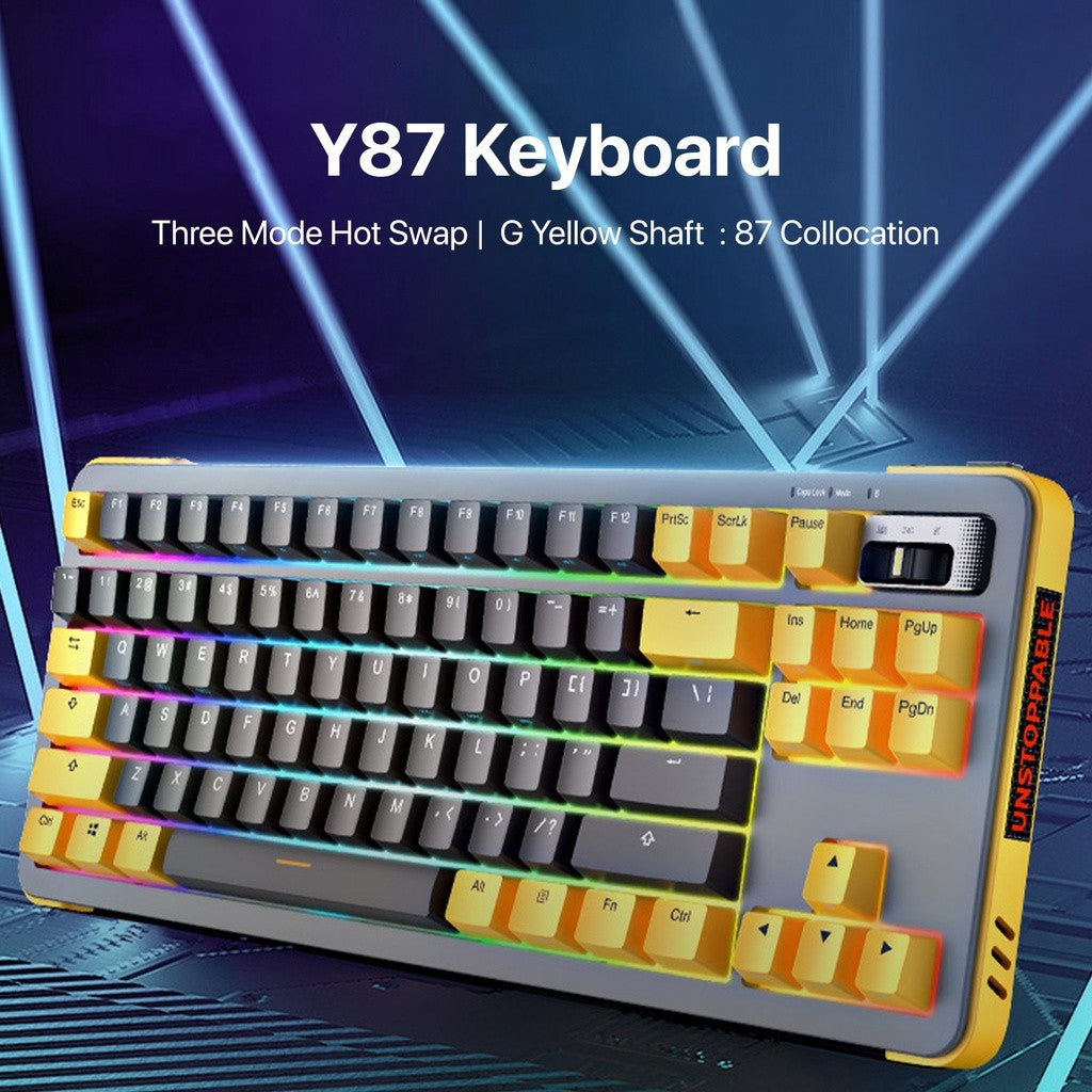 KiiP Wireless Y87 Gateron Switch Mechanical Gaming Keyboard Layout Hot-Swappable RGB Backlight