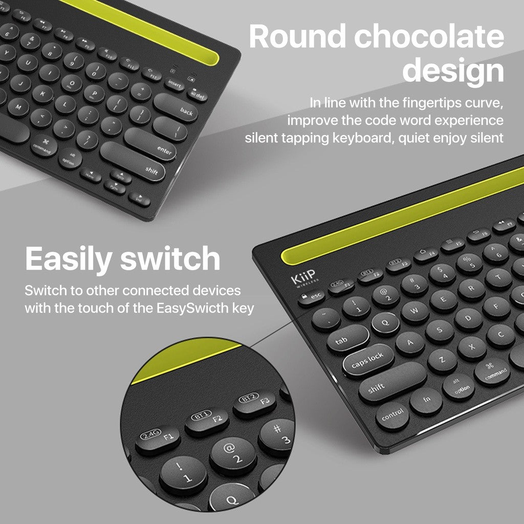 KiiP Wireless Swift Keyboard bluetooth Multi-Device Dual Mode Windows, Mac, Chrome OS Android iOS