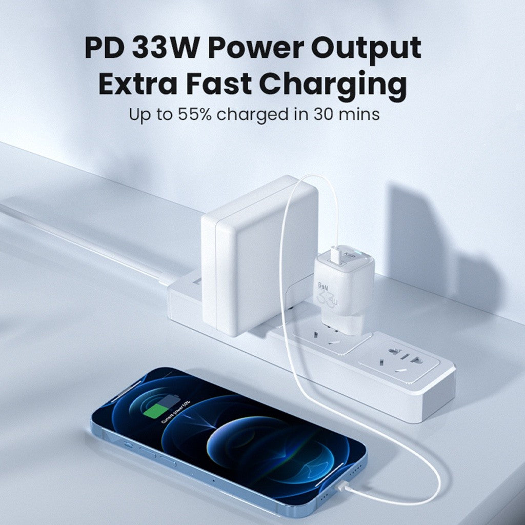 KiiP Wireless Kepala Charger 33W GaN Fast Charger Travel Adaptor Type C PD QC