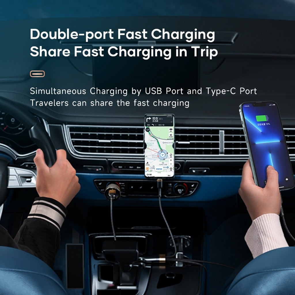 KiiP H16 Car Charger Mobil 72W Type-C+USB Fast Charging