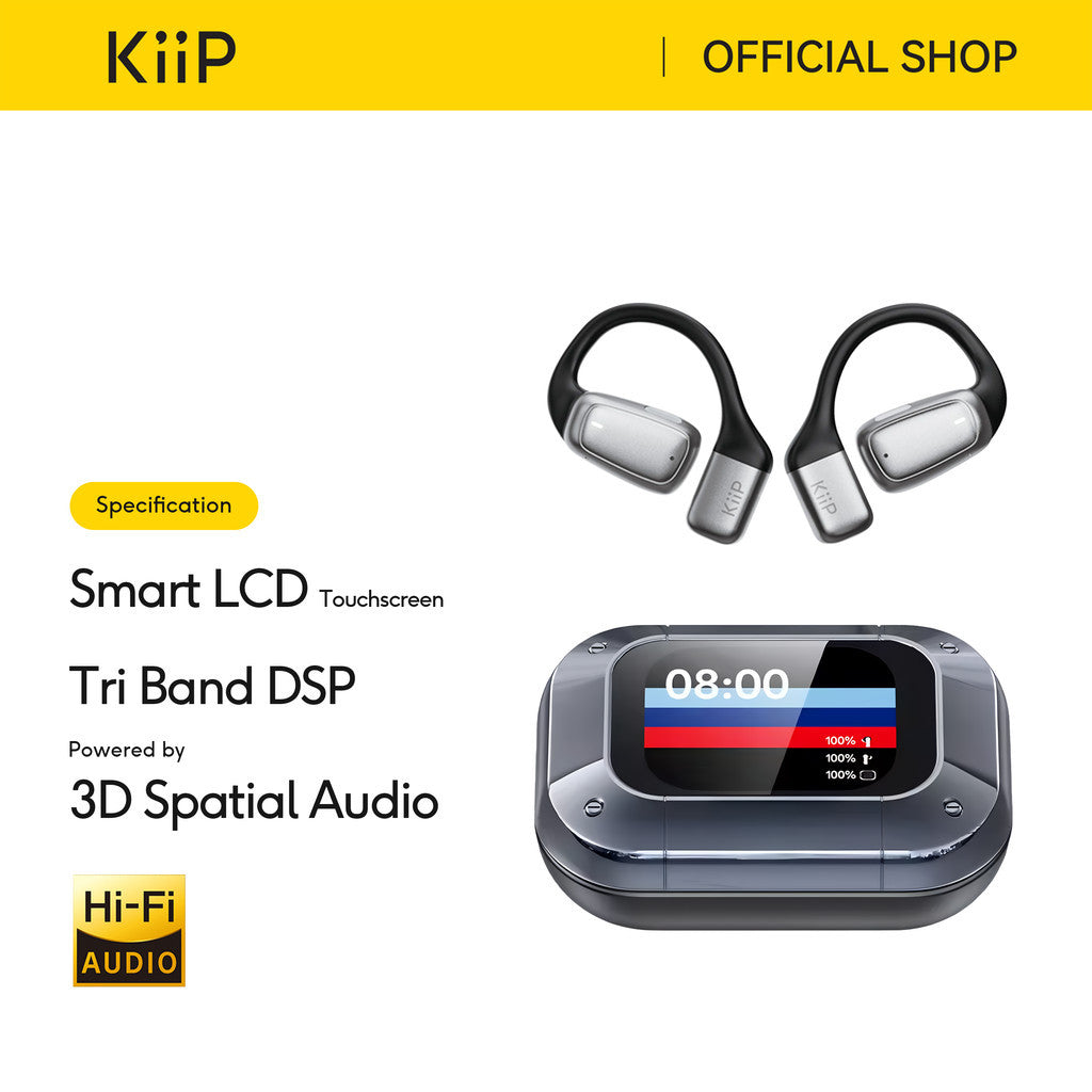 KiiP DTH15 Ows Open Ear Tws Sport IPX5 Earphone Smart Touchscreen HD Call