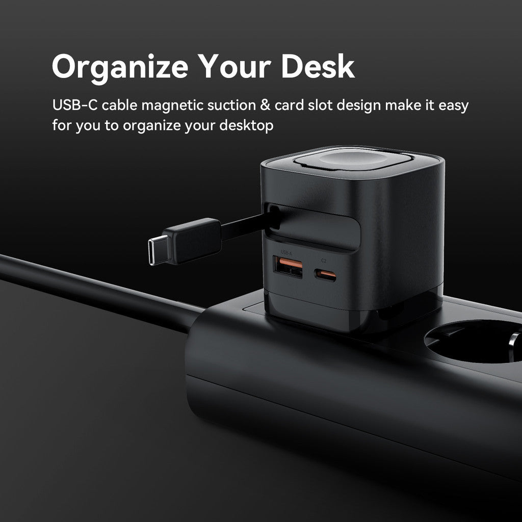 KiiP WH30 3in1 Adapter Fast Charger GaN 35W Retractable Cable Built in Magnetic Wireless Apple Watch